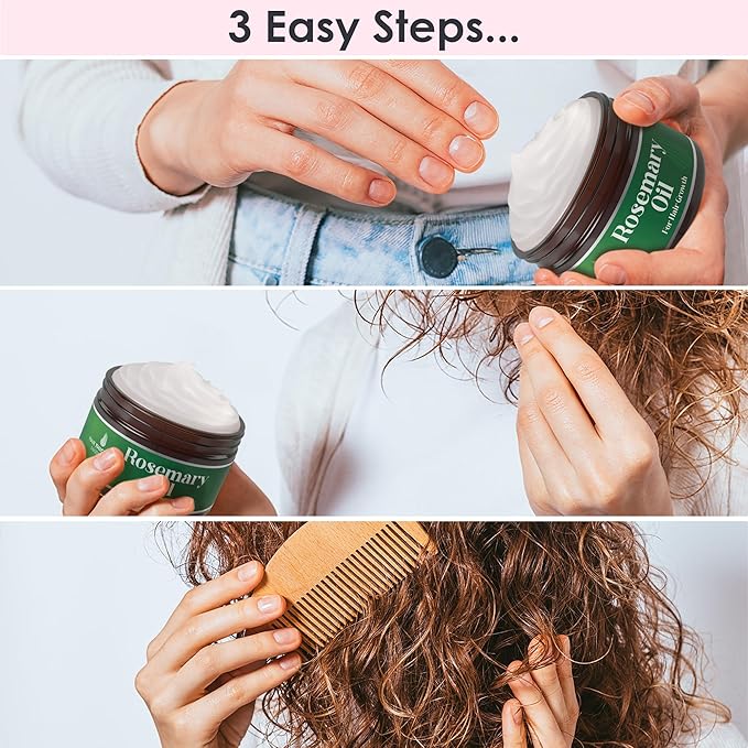 Rosemary Oil for Hair Growth Hydrating Mask for Dry Damaged Hair, Curly, Frizzy or Color Treated. Rosemary Scalp Treatment for Women, Men. Use Overnight, Leave In