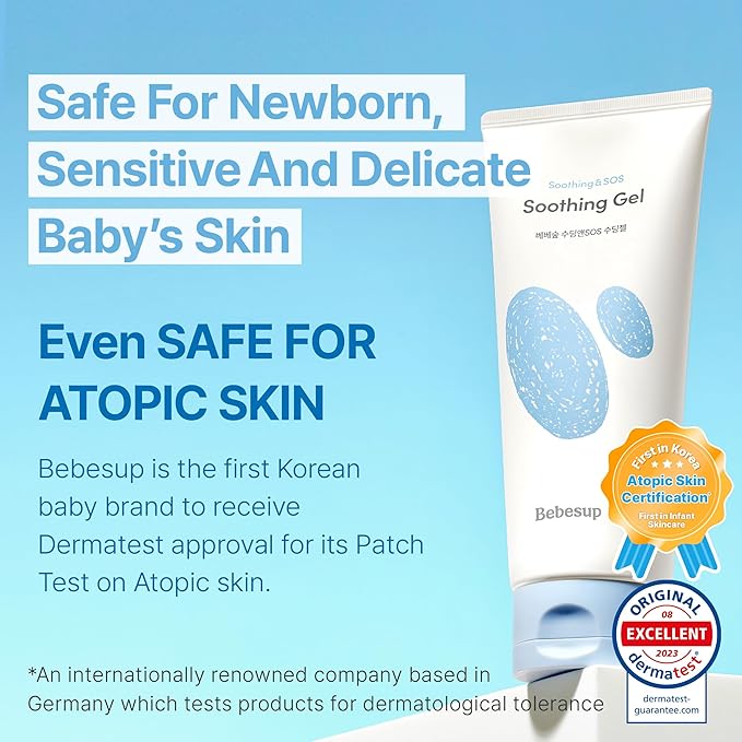 BEBESUP- Instant - Cooling Relief Baby Soothing Gel | Korean Skincare for Sensitive & Atopic Skin 3-Sec Cooling Effect Clinically Tested Hypoallergenic Dermatologist Approved 6.76 fl oz