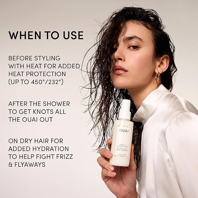 OUAI Leave In Conditioner & Heat Protectant for Hair - Prep Hair for Styling or Use as Detangling Spray to Fight Frizz & Flyaways - No Parabens, Sulfates or Phthalates (1.5 oz)