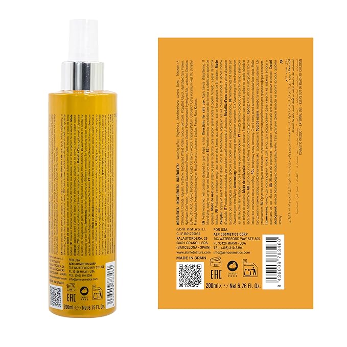 abril et nature - Keratin Repair Thermal Protector - All Hair Types - Protects Hair from Straighteners and Hair Dryers - With Keratin - Hydrated and Soft Hair - 200 ml