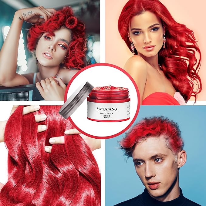 EFLY 4.23 oz-Instant Hairstyle Cream Hair Pomades, Temporary Styling Hair Color Wax for Party, Cosplay, Easy Cleaning (1, Red)