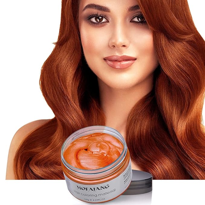 Temporary Hair Color Wax Orange 4.23 oz-Instant Hairstyle Cream Hair Pomades Hairstyle Wax for Party Cosplay Easy Cleaning