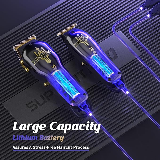 SUPRENT® PRO Professional Hair Clippers for Men- Barber Clippers Set Brushless Motor, Cordless Hair Clipper with Zero Gap Hair Trimmer- Premium Hair Cutting kit Gift for Men