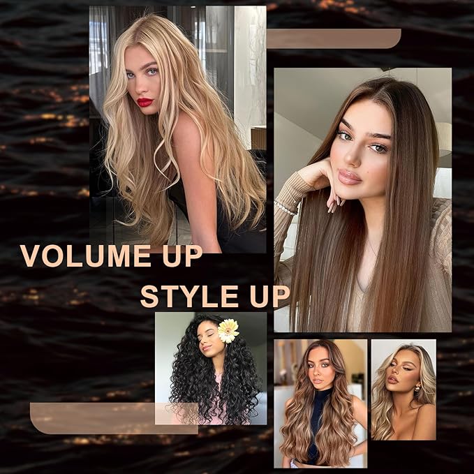 Travel Dual Voltage Blow Hair Dryer Brush 4-IN-1 Portable Mini Hot Air Dryer Straightener & Curler Brush, Titanium 2-Inch Blowout Styler Volumizer Tool, 110/240V US/EU/UK Plug for International Travel