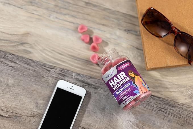 Built by Nature Hair Vitamins - Sugar Free Hair Gummies - Faster Hair Growth for Women with Hair Loss or Thinning - Hair Skin and Nail Gummy Supplement with Biotin – Non-GMO, Vegan - 60 Gummies