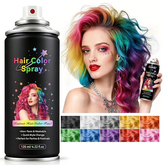 Temporary Hair Spray Color for Kids Women - One-Time Use Green Hair Spray, Vegan and Cruelty-Free Semi-Permanent Hair Color Dye (120ML, Fire Red)