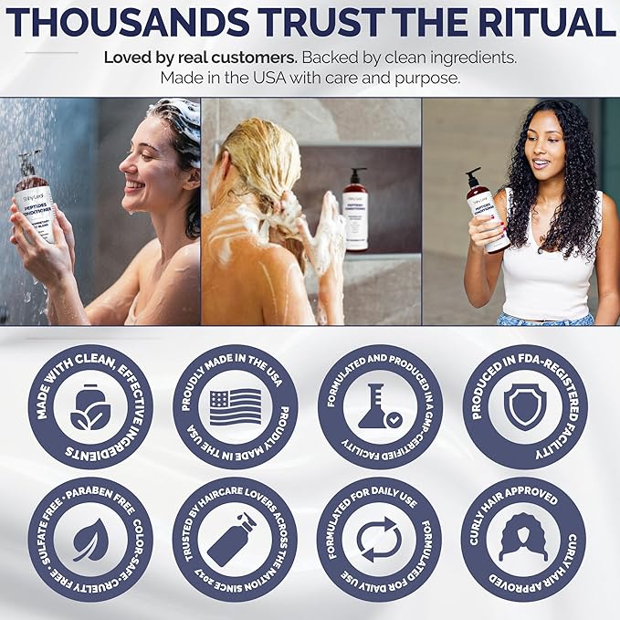 Anti-Thinning Peptide Conditioner – Sulfate Free Hydrating & Thickening Hair Conditioner with Biotin, Caffeine & Saw Palmetto for Women & Men, Safe for Color-Treated & All Hair Types, 16 fl.oz