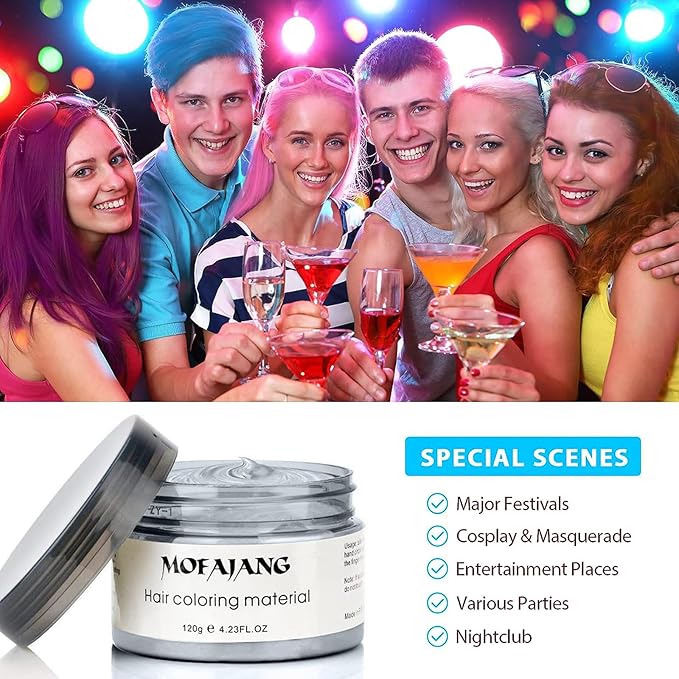 Temporary Hair Color Wax,Hair Spray Color, Hair Wax Color 4.23 oz, Easy Washout Temporary Hair Dye for Halloween,Cosplay, Party (Orange, 4.23)