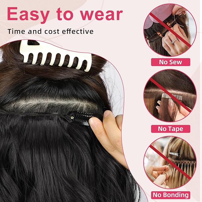 Vigorous Clip in Hair Extensions 6Pcs Hair Extension Clip Ins 20Inch Natural Soft Synthetic Hairpieces for Women(Light Brown & Ash Blonde)