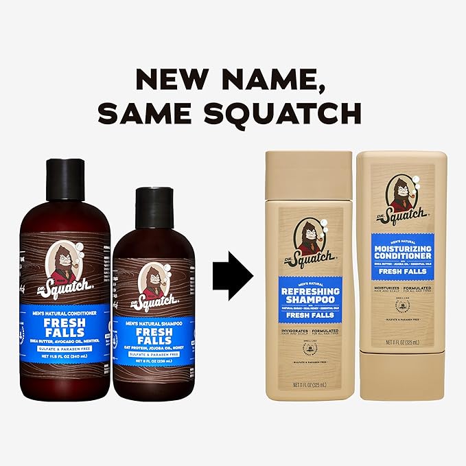 Dr. Squatch Natural Men's Shampoo and Conditioner Set - Healthy, Full Looking Hair - Fresh Falls Natural Shampoo and Conditioner for Men (11 fl oz, 2-Pack)