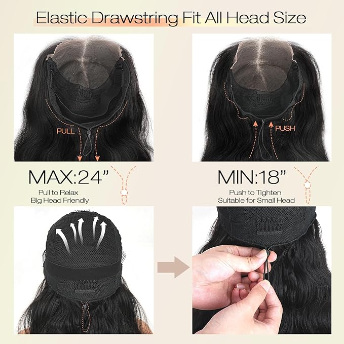 250% Density Glueless Wigs Human Hair Pre Plucked Pre Cut 7x6 HD Lace Closure Wigs Human Hair Body Wave Lace Front Wigs Human Hair for Women Drawstring Glueless Wig for Beginners 18 inch