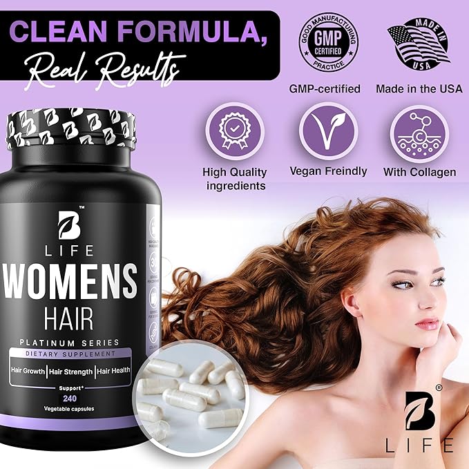 Hair Vitamins for Hair Loss for Women – Biotin for Hair Growth – Hair Loss Treatments for Women – Healthy Hair Skin and Nails –240 Capsules – 60 Servings