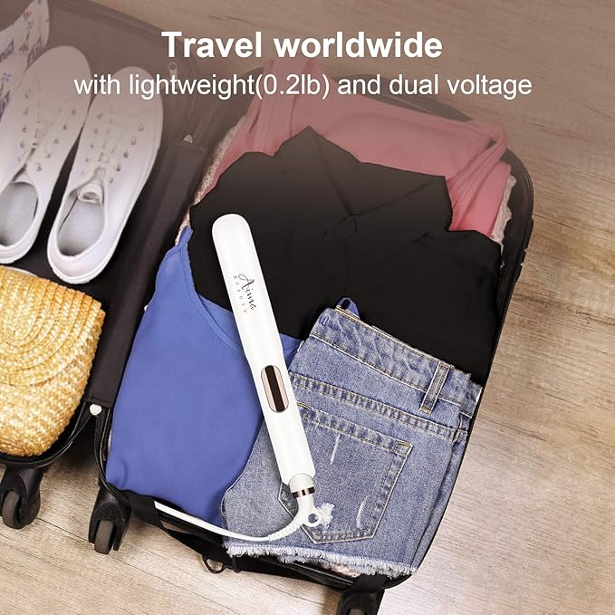 1¼ Inch Titanium Nano Flat Iron, Aima Beauty 2 in 1 Hair Straightener with 3D Floating Ceramic Coating Plates for Healthy Styling & Thin Hair, LCD Temp Display, Dual Voltage, White