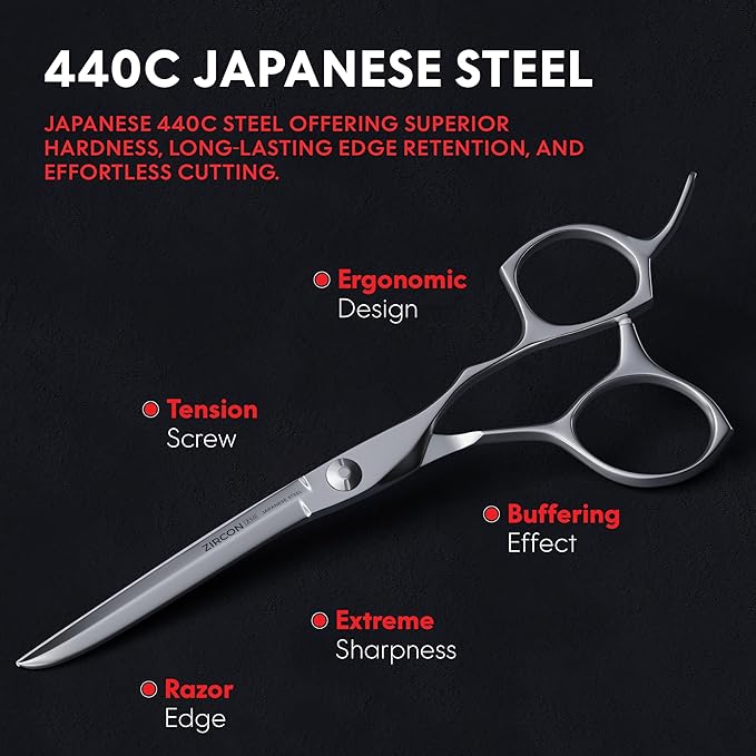 Suvorna Professional Hair Cutting Scissors - 6.5" Barber Shears for Hair Cutting - Japanese Stainless Steel Haircut Scissors for Barbers and Hairdressers - Razor Edge Hair Shears for Women and Men