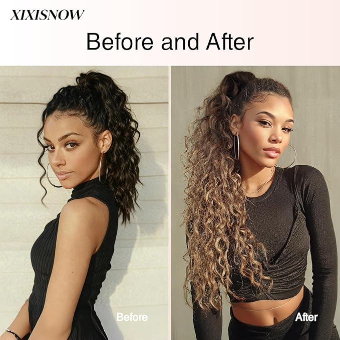 Claw Clip Ponytail Extension 30'' Long Synthetic Pony Tails Hair Extensions Fake Ponytails Hair Pieces Wigs Half Up Half Down Ponytail Extension For Black Women Daily Use Brown Mix Golden