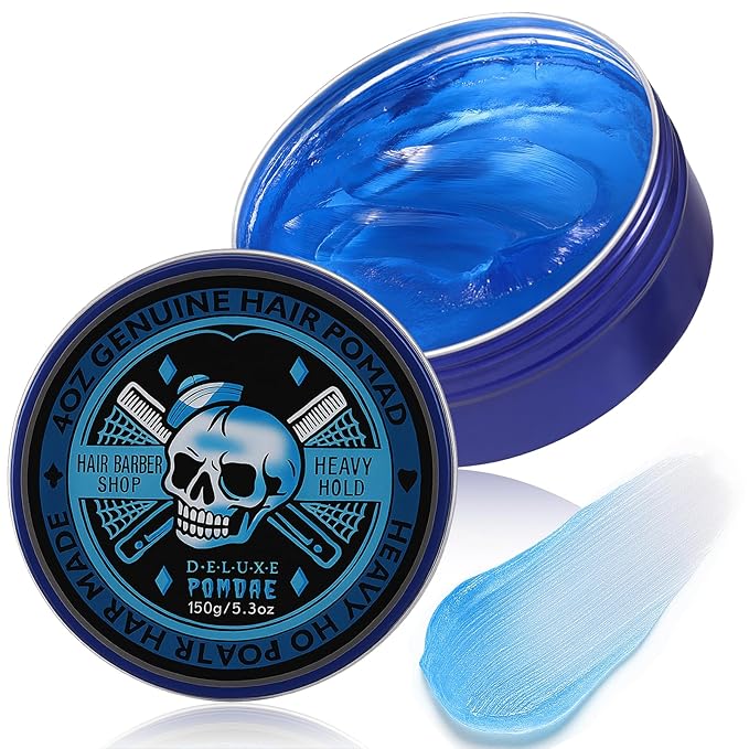 Water-Based Pomade, Hair Pomade for Men, Medium Hold Shine Hair Gel for Men | Strong Hold | Non-Greasy | for Pompadour Side Part Slick Back - 5.3oz Blueberry Scent