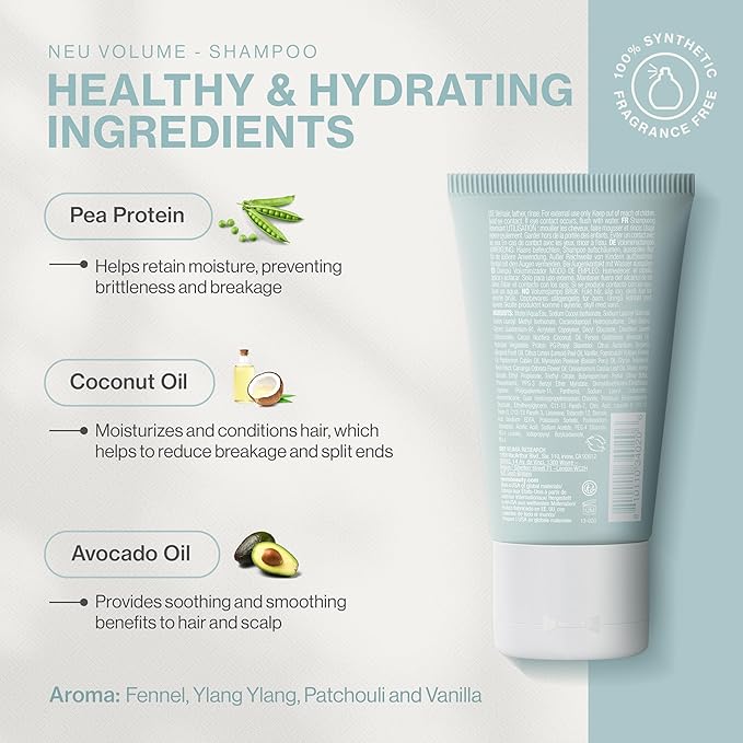 Neuma Neu Volume Shampoo 1 Fl. Oz. Fennel, Ylang Ylang, Patchouli, and Vanilla Scent, Travel Size Sulfate Free Shampoo