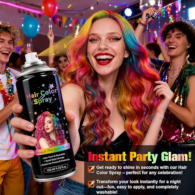 Temporary Hair Spray Color for Kids Women - One-Time Use Green Hair Spray, Vegan and Cruelty-Free Semi-Permanent Hair Color Dye (120ML,Pink)