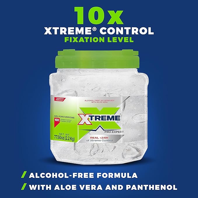 Xtreme Pro-Expert Clear Styling Hair Gel, Alcohol-Free 24-Hours Xtreme Control With Aloe Vera, 77.60 oz Jar (Pack of 3)