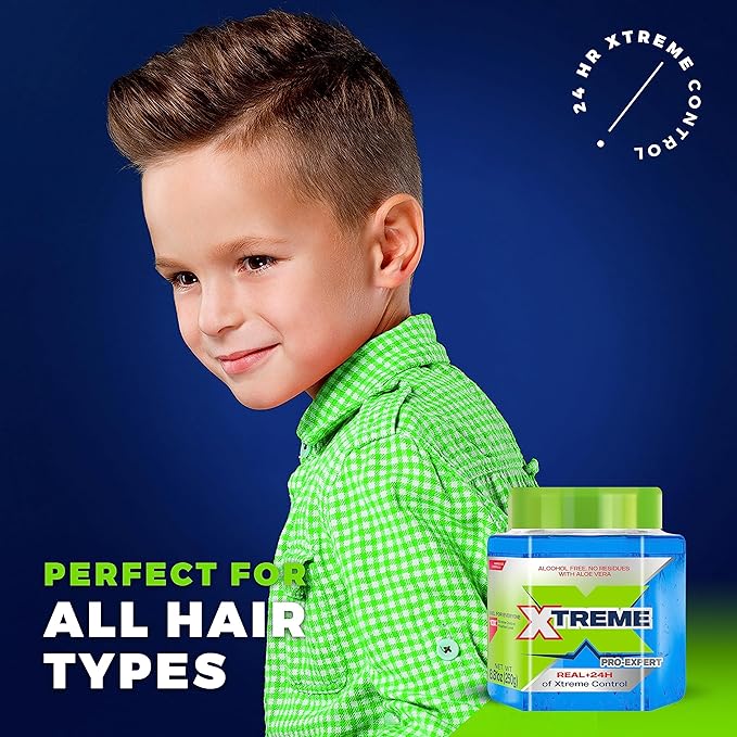 Xtreme Pro-Expert Blue Styling Hair Gel, 24-Hours Xtreme Control With Aloe Vera, 8.81 oz Jar (Pack of 24)