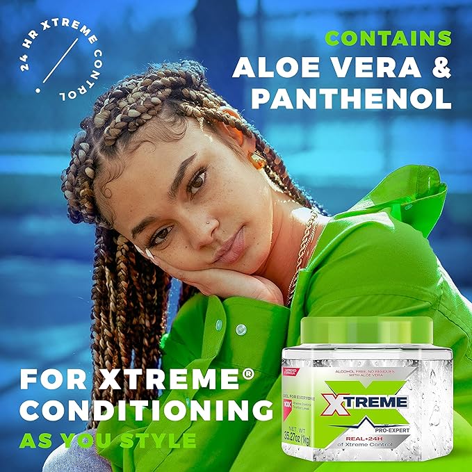 Xtreme Pro-Expert Clear Styling Hair Gel, Alcohol-Free 24-Hours Xtreme Control With Aloe Vera, 35.27 oz Jar (Pack of 6)