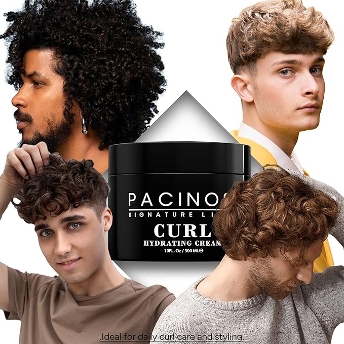 Pacinos Curl Hydrating Cream - Curl Defining and Frizz Control Styling Cream - Salon Quality for Moisture Control - 10 Oz