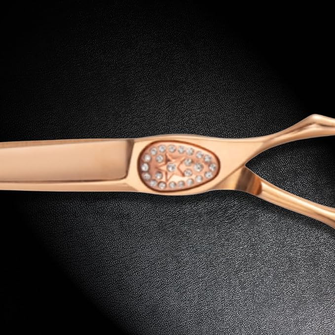 Saki Shears Ikigai Rose Gold Hairdresser Cutting Shears - 6" Inch Hair Scissors - For Students and Professional Use - Super Sharp and Durable - Rose Gold Titanium Finish