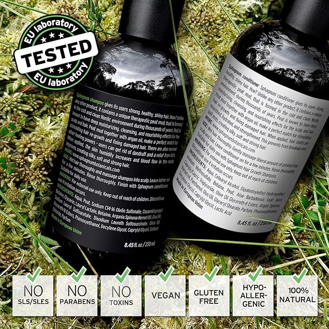 Hair Growth Shampoo and Conditioner - Natural Argan Oil Treatment with Effective Peat Mud for Thin and Damaged Hair. No SLS/Parabens. Powerful Organic DHT Blocker. Best for Hair Loss…