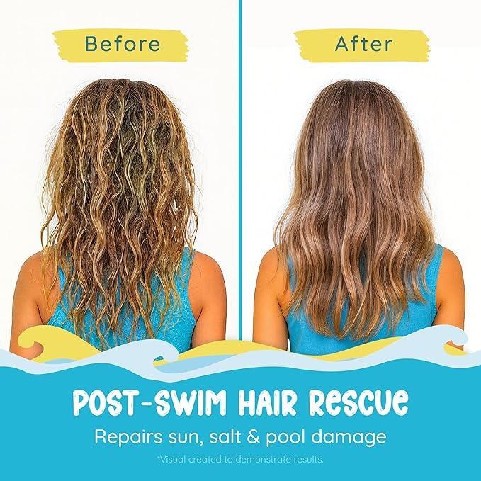 Fresh Monster Swim Conditioner for Kids – Post-Swim Hydrating Conditioner Repairs Chlorine & Salt Water Damage – Sulfate-Free, Tear-Free, Moisturizing Hair Care for Swimmers, 8.5 oz