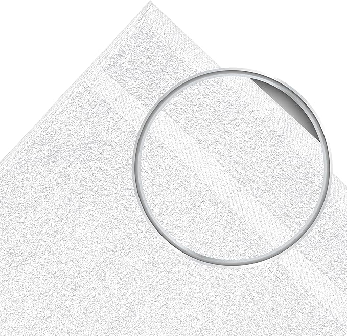 24 Pack Luxury Salon Towels, 100% Ringspun Cotton Comfort, Not Bleach Proof Highly Absorbent Barber Towels (27 x 16) Hair Towel Wrap for Women, Hand, Gym, Beauty, Spa & Home Hair Care – White