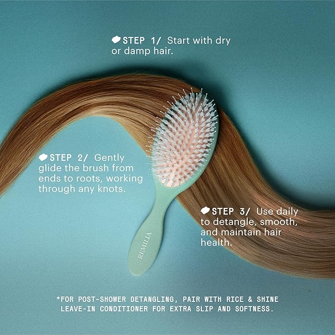 Remilia Hair Vegan Lush Brush - Detangling Hair Brush for All Hair Types, Natural, Straight, Curly, Wet, & Dry Hair - Hair Comb with Vegan Boar Bristles & Soft Ballpoint Tips, Sand