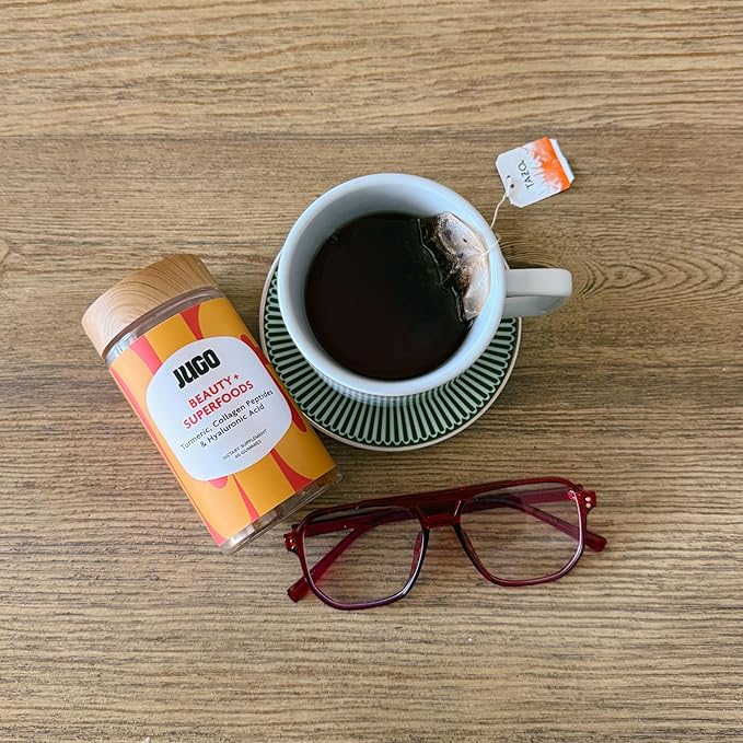 JUGO Beauty + SUPERFOODS Hair, Skin and Nails Collagen Gummies, Hyaluronic Acid and Turmeric Supplement, Cruelty-Free, Gelatin-Free and Gluten-Free Gummy Vitamins, Non-GMO, Made in USA, 40 Count