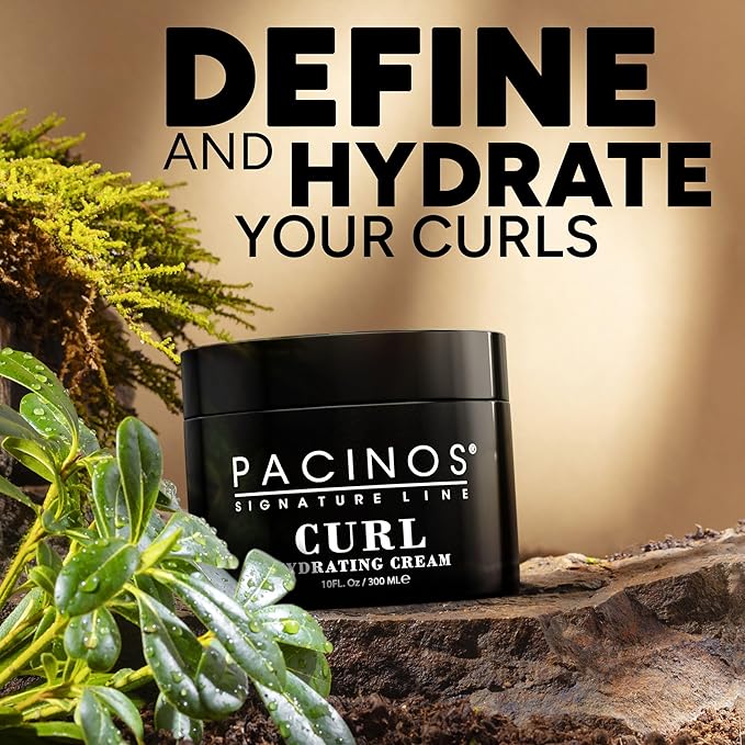 Pacinos Curl Hydrating Cream - Curl Defining and Frizz Control Styling Cream - Salon Quality for Moisture Control - 10 Oz