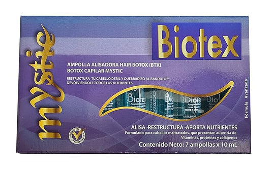 Mystic Biotex Ampoule Anti-Frizz, Restores and Repairs Damaged Hair - Provides Essential Nutrients and Vitamins - Hair Treatment Ampoules With Hyaluronic & Amino Acid (Pack 7)