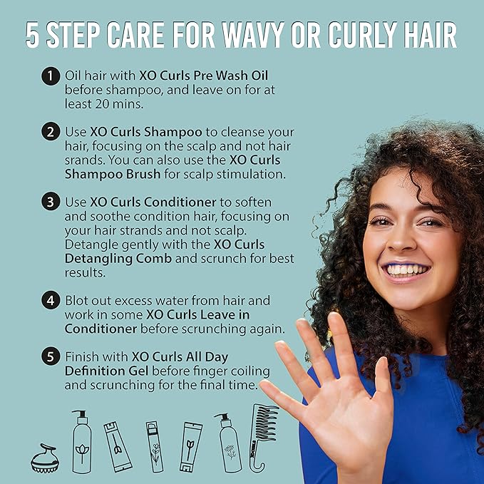 XO Curls All Day Definition Gel with Flax Seed and Argan Oil 3.4 Fl Oz | Unisex Curly Cream Hair Therapy for Frizz-Free, Soft Natural Curls