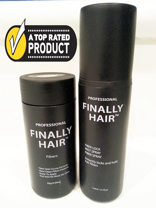 Finally Hair 28g Bottle of Fibers and Finally Hair 120ml 4.1 oz. Bottle of Fiber Lock Hair Spray (Sandy Blonde)