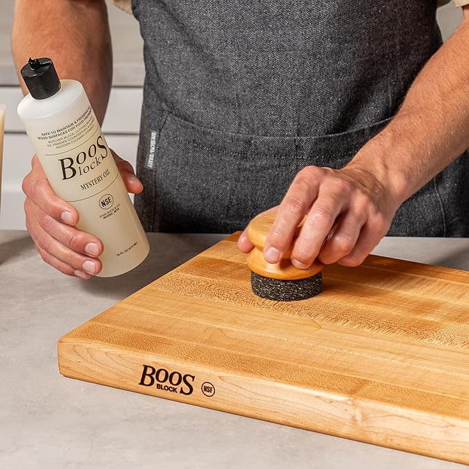 John Boos All-Natural Mystery Oil, Revitalizing Wood Conditioner, 16 oz - Food-Grade Mineral Oil for Butcher Blocks, Cutting Boards, Countertops and Wooden Culinary Utensils